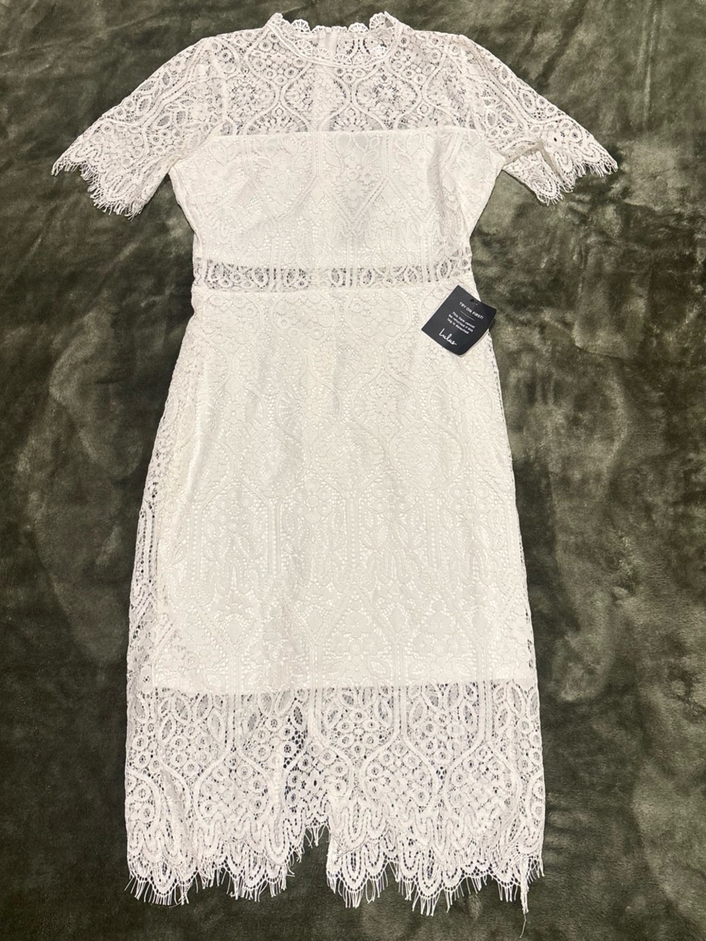 Lulu's White Lace Midi Dress with Short Sleeves